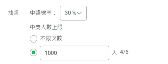 抽獎優惠券的中獎機率與中獎人數上限設定