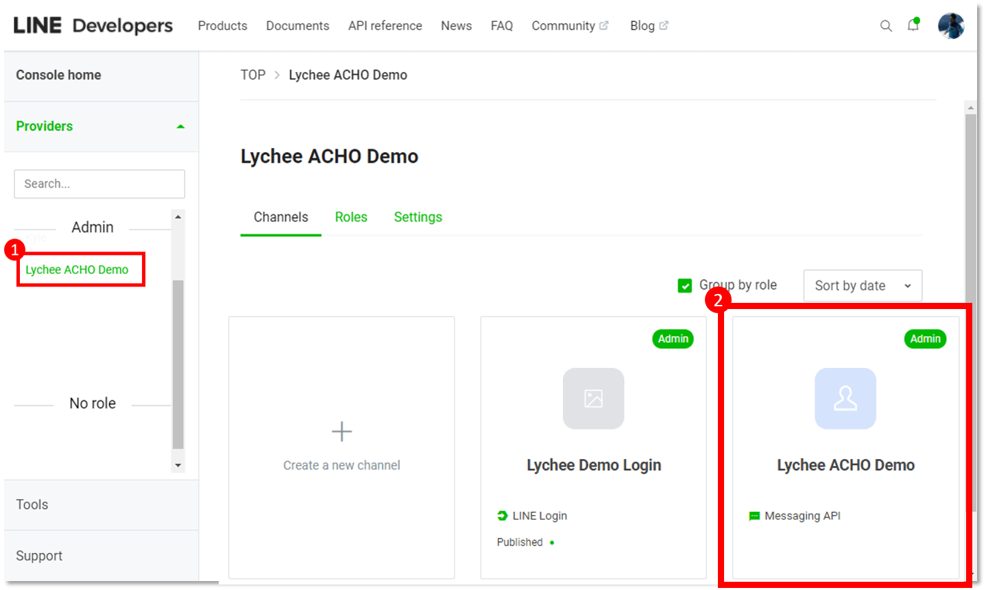 荔枝好推串接教學_當您進到provider後，可以看到您的LINE官方帳號的Messaging API